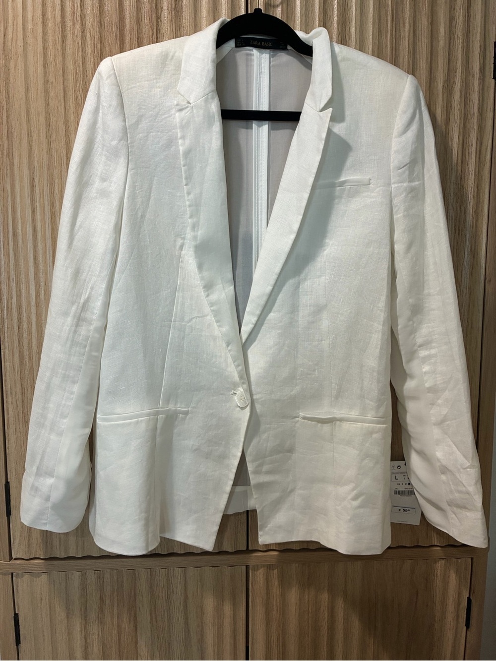 NWT Zara White Linen Sheer Back Blazer